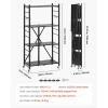 imageVEVOR 3Tier Foldable Storage Shelf 30W x 13D x 36H Inch Folding Metal Rack Shelving Unit No Assembly Organizer Shelf with 5 Wheels ampamp 4 Hooks for Pantry Kitchen Garage Basement Black4Tier