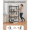 imageVEVOR 3Tier Foldable Storage Shelf 30W x 13D x 36H Inch Folding Metal Rack Shelving Unit No Assembly Organizer Shelf with 5 Wheels ampamp 4 Hooks for Pantry Kitchen Garage Basement Black4Tier