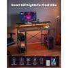imageVEVOR 47quot Computer Desk with LED Lights ampamp Power Outlets Gaming Table with 4 Large Drawers Office Desk with Monitor Stand Study Work Home Office Small Spaces Black47 Regular