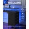 imageVEVOR 47quot Computer Desk with LED Lights ampamp Power Outlets Gaming Table with 4 Large Drawers Office Desk with Monitor Stand Study Work Home Office Small Spaces Black47 with 4 Large Drawers