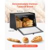 imageVEVOR Bread Box for Kitchen Counter Large Capacity Bamboo Bread Storage Container Farmhouse Wooden Breadbox Organizer for Homemade Bread Storage Holder Bin with Acrylic Wavy Door Panel Black