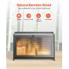 imageVEVOR Bread Box for Kitchen Counter Large Capacity Bamboo Bread Storage Container Farmhouse Wooden Breadbox Organizer for Homemade Bread Storage Holder Bin with Acrylic Wavy Door Panel Black