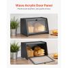 imageVEVOR Bread Box for Kitchen Counter Large Capacity Bamboo Bread Storage Container Farmhouse Wooden Breadbox Organizer for Homemade Bread Storage Holder Bin with Acrylic Wavy Door Panel Black