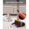 imageVEVOR Broom and Dustpan Set Heavy Duty Dustpan and Broom Combo with SelfCleaning Teeth Metal Upright Standing Dust Pan with Long Handle Ideal for Home Restaurant Office Dorm BlackOrange