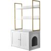 imageVEVOR Cat Litter Box Enclosure Furniture 276 in Hidden Litter Box Cabinet with Metal Legs ampamp 2Tier Storage Shelves Waterproof Washroom Cat House Fit Most of Litterbox for Living RoomWhite