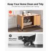 imageVEVOR Cat Litter Box Enclosure Furniture 276 in Hidden Litter Box Cabinet with Metal Legs ampamp 2Tier Storage Shelves Waterproof Washroom Cat House Fit Most of Litterbox for Living RoomNatural wood colour