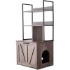 imageVEVOR Cat Litter Box Enclosure Furniture 276 in Hidden Litter Box Cabinet with Metal Legs ampamp 2Tier Storage Shelves Waterproof Washroom Cat House Fit Most of Litterbox for Living RoomGrey