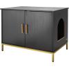 imageVEVOR Cat Litter Box Enclosure Furniture 276 in Hidden Litter Box Cabinet with Metal Legs ampamp 2Tier Storage Shelves Waterproof Washroom Cat House Fit Most of Litterbox for Living RoomBlack