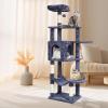 imageVEVOR Cat Tree for Indoor Cats 606quot Cat Tower with Cat Condo Sisal Scratching Post Hammock Top Perch Jumping Platforms Large Cat Furniture Activity Center with Hang Ball Light GreyDark Grey