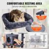 imageVEVOR Cat Tree for Indoor Cats 606quot Cat Tower with Cat Condo Sisal Scratching Post Hammock Top Perch Jumping Platforms Large Cat Furniture Activity Center with Hang Ball Light GreyDark Grey