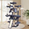 imageVEVOR Cat Tree for Indoor Cats 606quot Cat Tower with Cat Condo Sisal Scratching Post Hammock Top Perch Jumping Platforms Large Cat Furniture Activity Center with Hang Ball Light GreyDark Grey