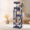 imageVEVOR Cat Tree for Indoor Cats 606quot Cat Tower with Cat Condo Sisal Scratching Post Hammock Top Perch Jumping Platforms Large Cat Furniture Activity Center with Hang Ball Light GreyDark Grey