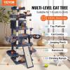 imageVEVOR Cat Tree for Indoor Cats 606quot Cat Tower with Cat Condo Sisal Scratching Post Hammock Top Perch Jumping Platforms Large Cat Furniture Activity Center with Hang Ball Light GreyDark Grey