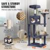imageVEVOR Cat Tree for Indoor Cats 606quot Cat Tower with Cat Condo Sisal Scratching Post Hammock Top Perch Jumping Platforms Large Cat Furniture Activity Center with Hang Ball Light GreyDark Grey