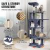 imageVEVOR Cat Tree for Indoor Cats 606quot Cat Tower with Cat Condo Sisal Scratching Post Hammock Top Perch Jumping Platforms Large Cat Furniture Activity Center with Hang Ball Light GreyDark Grey