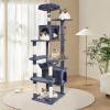 imageVEVOR Cat Tree for Indoor Cats 606quot Cat Tower with Cat Condo Sisal Scratching Post Hammock Top Perch Jumping Platforms Large Cat Furniture Activity Center with Hang Ball Light GreyDark Grey
