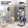 imageVEVOR Cat Tree for Indoor Cats 606quot Cat Tower with Cat Condo Sisal Scratching Post Hammock Top Perch Jumping Platforms Large Cat Furniture Activity Center with Hang Ball Light GreyDark Grey
