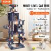 imageVEVOR Cat Tree for Indoor Cats 606quot Cat Tower with Cat Condo Sisal Scratching Post Hammock Top Perch Jumping Platforms Large Cat Furniture Activity Center with Hang Ball Light GreyDark Grey