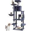 imageVEVOR Cat Tree for Indoor Cats 606quot Cat Tower with Cat Condo Sisal Scratching Post Hammock Top Perch Jumping Platforms Large Cat Furniture Activity Center with Hang Ball Light GreyDark Grey