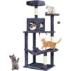 imageVEVOR Cat Tree for Indoor Cats 606quot Cat Tower with Cat Condo Sisal Scratching Post Hammock Top Perch Jumping Platforms Large Cat Furniture Activity Center with Hang Ball Light GreyDark Grey