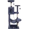 imageVEVOR Cat Tree for Indoor Cats 606quot Cat Tower with Cat Condo Sisal Scratching Post Hammock Top Perch Jumping Platforms Large Cat Furniture Activity Center with Hang Ball Light GreyDark Grey