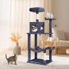 imageVEVOR Cat Tree for Indoor Cats 606quot Cat Tower with Cat Condo Sisal Scratching Post Hammock Top Perch Jumping Platforms Large Cat Furniture Activity Center with Hang Ball Light GreyDark Grey