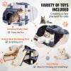 imageVEVOR Cat Tree for Indoor Cats 606quot Cat Tower with Cat Condo Sisal Scratching Post Hammock Top Perch Jumping Platforms Large Cat Furniture Activity Center with Hang Ball Light GreyDark Grey