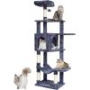 imageVEVOR Cat Tree for Indoor Cats 606quot Cat Tower with Cat Condo Sisal Scratching Post Hammock Top Perch Jumping Platforms Large Cat Furniture Activity Center with Hang Ball Light GreyDark Grey