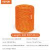 imageVEVOR Double Braided Polyester Rope 12 in x 220 ft 48 Strands 8000 LBS Breaking Strength Outdoor Rope Arborist Rigging Rope for Rock Hiking Camping Swing Rappelling Rescue OrangeBlackPolyester Rope