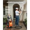 imageVEVOR Electric Pressure Washer Max 4500 PSI and 32 GPM with Pressure Adjustment High Power Pressure Cleaning Machine with 4 Quick Connect Nozzles for CarsFencesDrivewaysPatiosHome Cleaning4500 PSI