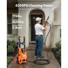 imageVEVOR Electric Pressure Washer Max 4500 PSI and 32 GPM with Pressure Adjustment High Power Pressure Cleaning Machine with 4 Quick Connect Nozzles for CarsFencesDrivewaysPatiosHome Cleaning4200 PSI