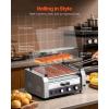 imageVEVOR Hot Dog Roller 18 Hot Dog 7 Rollers Stainless Steel Sausage Grill Cooker 1200W Hot Dog Machine with Bun Warmer Cover 3 Temp Control Side Storage Box Oil Drip Tray for Home ampamp Commercial11 RollersBun Warmer