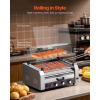 imageVEVOR Hot Dog Roller 18 Hot Dog 7 Rollers Stainless Steel Sausage Grill Cooker 1200W Hot Dog Machine with Bun Warmer Cover 3 Temp Control Side Storage Box Oil Drip Tray for Home ampamp Commercial7 RollersBun Warmer