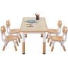 imageVEVOR Kids Art Table and 2 Chairs 2in1 Toddler Craft and Play Activity Table Wood Toddler Table and Chair Set with A Cabinet for Art Craft Reading LearningNatural