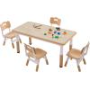 imageVEVOR Kids Art Table and 2 Chairs 2in1 Toddler Craft and Play Activity Table Wood Toddler Table and Chair Set with A Cabinet for Art Craft Reading LearningNatural