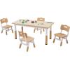 imageVEVOR Kids Art Table and 2 Chairs 2in1 Toddler Craft and Play Activity Table Wood Toddler Table and Chair Set with A Cabinet for Art Craft Reading LearningNatural