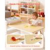 imageVEVOR Kids Art Table and 2 Chairs 2in1 Toddler Craft and Play Activity Table Wood Toddler Table and Chair Set with A Cabinet for Art Craft Reading LearningWhite