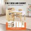 imageVEVOR Kids Art Table and 2 Chairs 2in1 Toddler Craft and Play Activity Table Wood Toddler Table and Chair Set with A Cabinet for Art Craft Reading LearningNatural