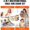 imageVEVOR Kids Art Table and 2 Chairs 2in1 Toddler Craft and Play Activity Table Wood Toddler Table and Chair Set with A Cabinet for Art Craft Reading LearningNatural