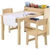 imageVEVOR Kids Art Table and 2 Chairs 2in1 Toddler Craft and Play Activity Table Wood Toddler Table and Chair Set with A Cabinet for Art Craft Reading LearningNatural