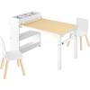 imageVEVOR Kids Art Table and 2 Chairs 2in1 Toddler Craft and Play Activity Table Wood Toddler Table and Chair Set with A Cabinet for Art Craft Reading LearningWhite