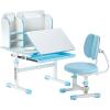 imageVEVOR Kids Study Chair and Desk Set Study Desk and Chair for Kids with Bookshelf ampamp Storage Drawer Adjustable Height ampamp 040 Tilted Desktop BlueBlue