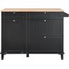 imageVEVOR Kitchen Island Cart 50quot Wood Top Breakfast Bar with Trash Cabinet Tilt Out 10 Gallon Storage Farmhouse Dining Living Room Table with Drop Leaf Towel Bar Drawer Black50inchBlack