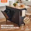 imageVEVOR Kitchen Island Cart 50quot Wood Top Breakfast Bar with Trash Cabinet Tilt Out 10 Gallon Storage Farmhouse Dining Living Room Table with Drop Leaf Towel Bar Drawer Black50inchBlack