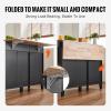 imageVEVOR Kitchen Island Cart 50quot Wood Top Breakfast Bar with Trash Cabinet Tilt Out 10 Gallon Storage Farmhouse Dining Living Room Table with Drop Leaf Towel Bar Drawer Black50inchBlack
