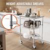 imageVEVOR Kitchen Utility Cart 366quotx20quotx24quot 3 Tiers Wire Rolling Cart 470LBS Capacity Steel Service Cart with Brake Wheels Storage Trolley with 76mm Basket PP Liner 6 Hooks for Indoor ampamp Outdoor UseDrawer Cart