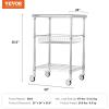 imageVEVOR Kitchen Utility Cart 366quotx20quotx24quot 3 Tiers Wire Rolling Cart 470LBS Capacity Steel Service Cart with Brake Wheels Storage Trolley with 76mm Basket PP Liner 6 Hooks for Indoor ampamp Outdoor UseDrawer Cart