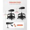 imageVEVOR Mechanic Stool Dual Storage Trays Rolling Stool and Garage Stool with Adjustable Height 236295 inSoft Waterproof Cushion 360 Swivel Casters 330 LBS Capacity Heavy DutyAdjustable Height StoolBlack
