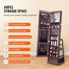 imageVEVOR Mirror Jewelry Cabinet 472Inch Tall Lockable Jewelry Armoire with FullLength Mirror WallDoor Mounted Organizer with LED Lights and Velvet Lining BrownBrown