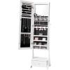 imageVEVOR Mirror Jewelry Cabinet 472Inch Tall Lockable Jewelry Armoire with FullLength Mirror WallDoor Mounted Organizer with LED Lights and Velvet Lining BrownWhite